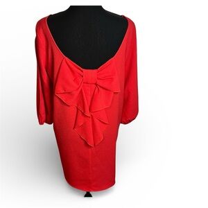 Red Bow Back Tunic Dress By Bloom Sz  S/M Puff Split Sleeve Romantic Statement